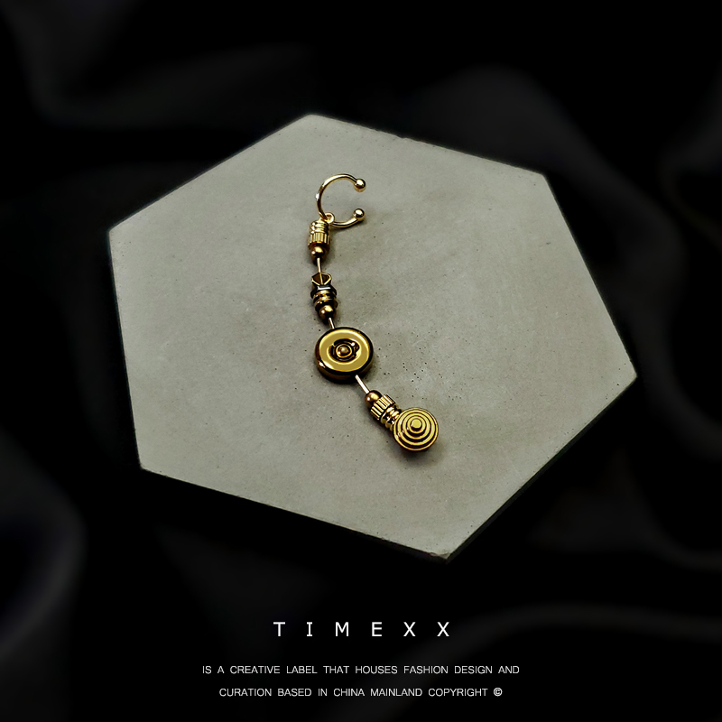 TIMEXX独立设计 机能风个性耳骨夹 小众黄铜手作耳环 超A一只耳钉