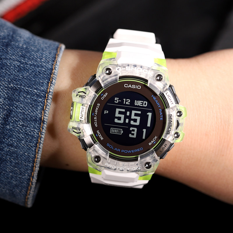 卡西欧智能手表男g-shock系列心率跑步运动蓝牙透明gbd-h1000-7a9