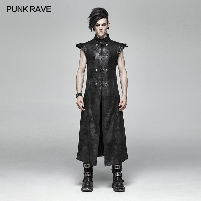 男演出服装 歌手 摇滚_punk rave 哥特朋克男装外套战士铠甲长马甲