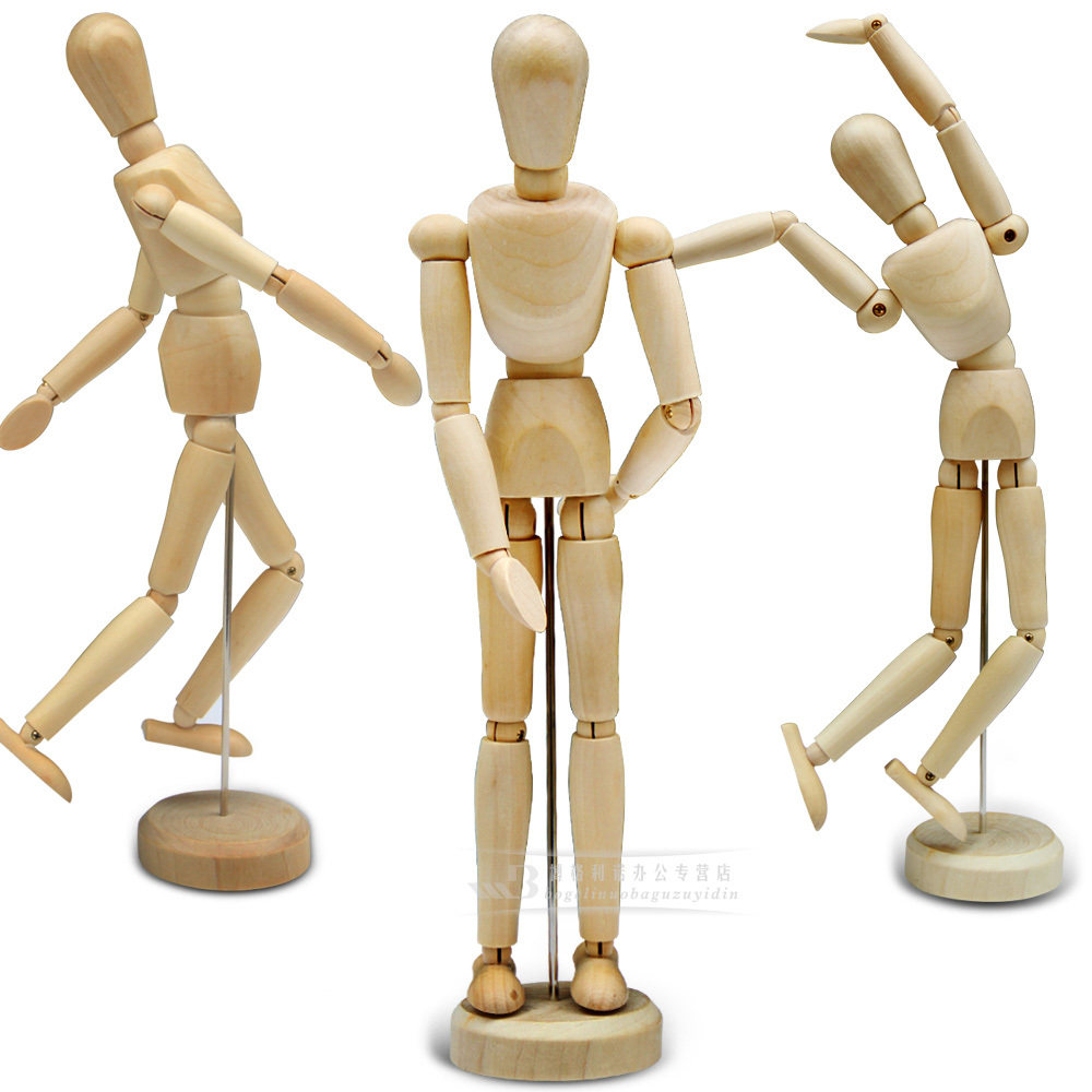 画画用木头人偶关节人模型速写绘画小人12寸灵活可动人体素描摆件