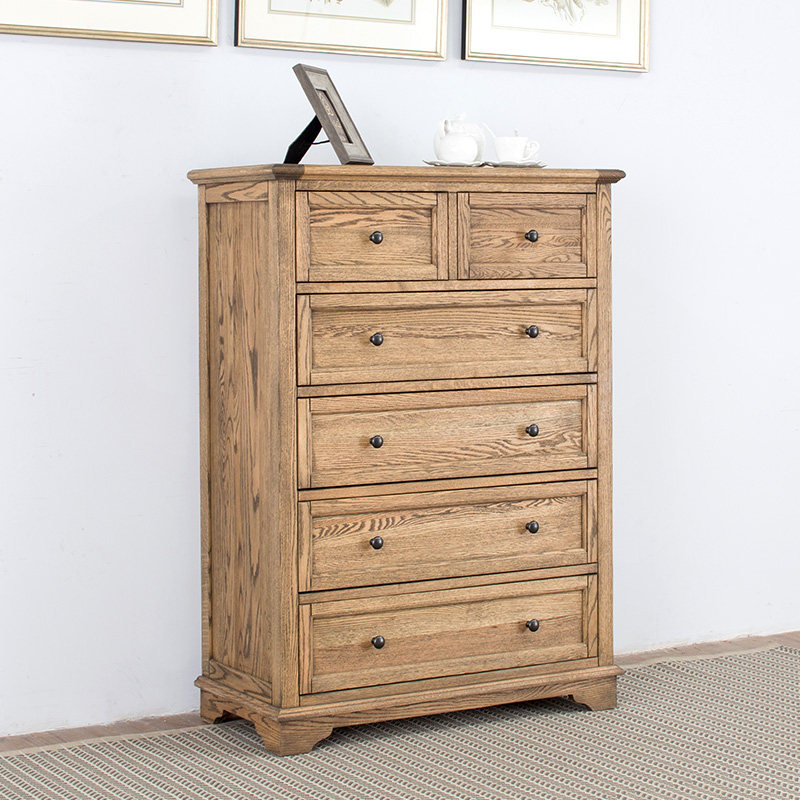 木朵朵家具原木美式六斗柜木蜡油红橡木定制纯实木法式乡村收纳柜