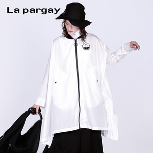 Lapargay纳帕佳秋季新款外套中长款棒球服不规则设计感小众风衣女