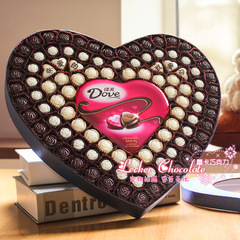 德芙巧克力超大礼盒装定制手工刻字生日表白情人元旦节送女友礼物