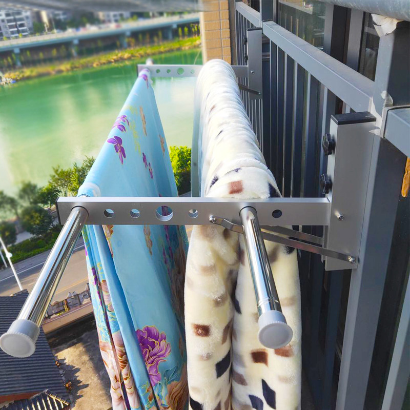窗外晾衣架窗户免打孔晒被神器阳台外伸缩户外室内晒挂衣杆凉衣架
