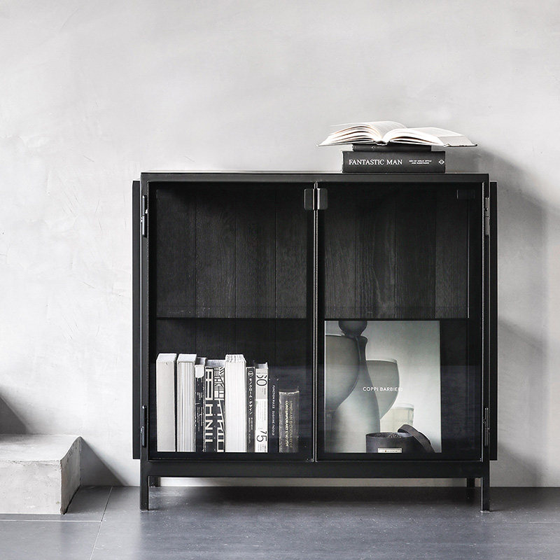 进口北欧表情norhor/比利时ethnicraft/ander黑色玻璃玄关边柜