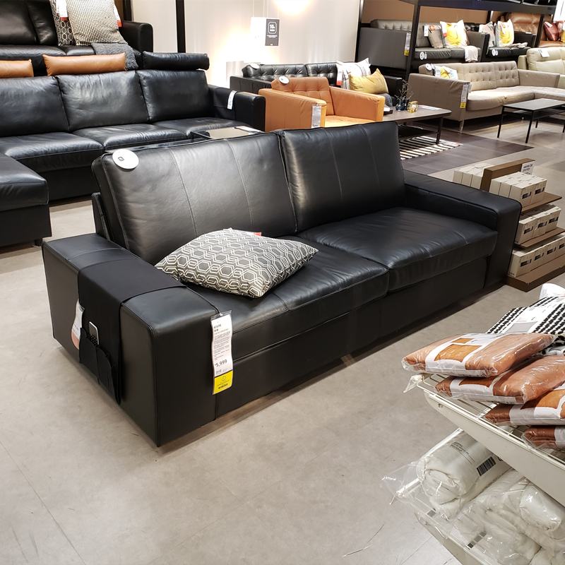 小蜗牛宜家ikea奇维三人沙发北欧真皮沙发小户型客厅现代简约轻奢