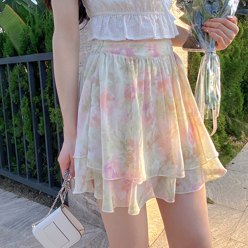 碎花雪纺半身短裙