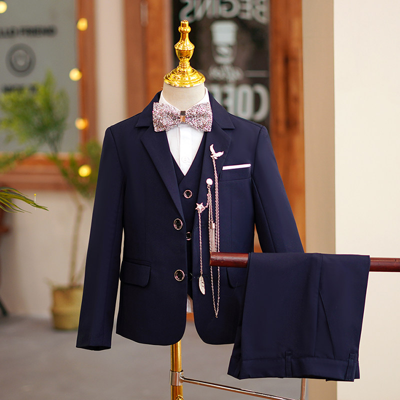 儿童西装套装英伦风花童男童主持人走秀西服2021新款钢琴演奏礼服
