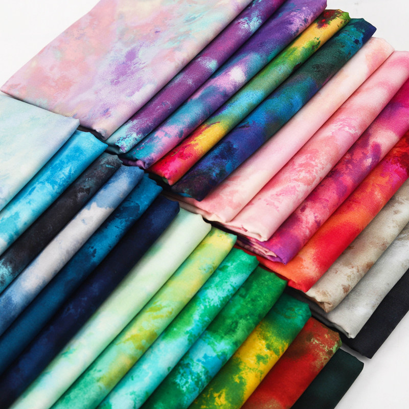 川水日本进口 纯棉平纹棉布水墨晕染布料服装家居手工包包diy面料