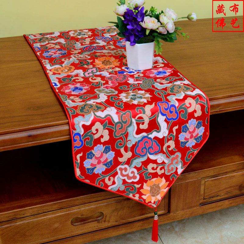藏式桌旗床旗民族风居家客栈装饰餐桌茶几电视柜佛台布置长条桌布