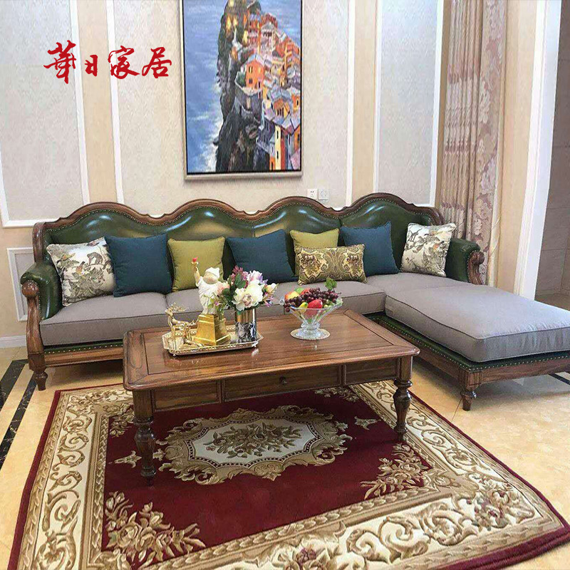 华日家居汀巢美居美式轻奢沙发l型转角沙发门店同款t3