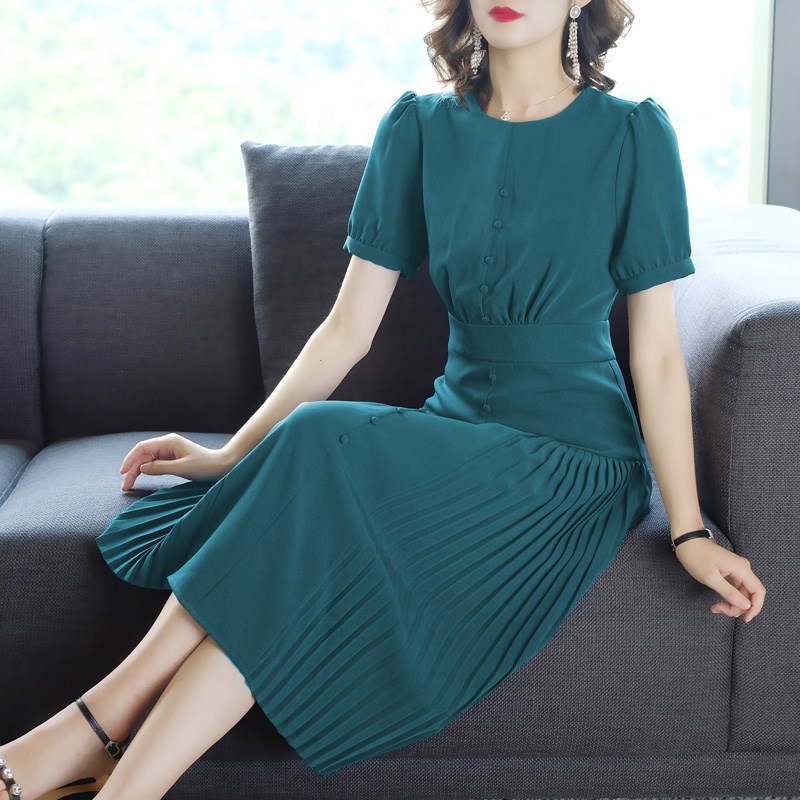 菲梦伊纯色雪纺连衣裙女夏季法式复古桔梗智熏式中长裙流行的裙子在类目 女装/女士精品, 连衣裙中 - 来自Buy2taobao.com提供专业的淘宝代购服务