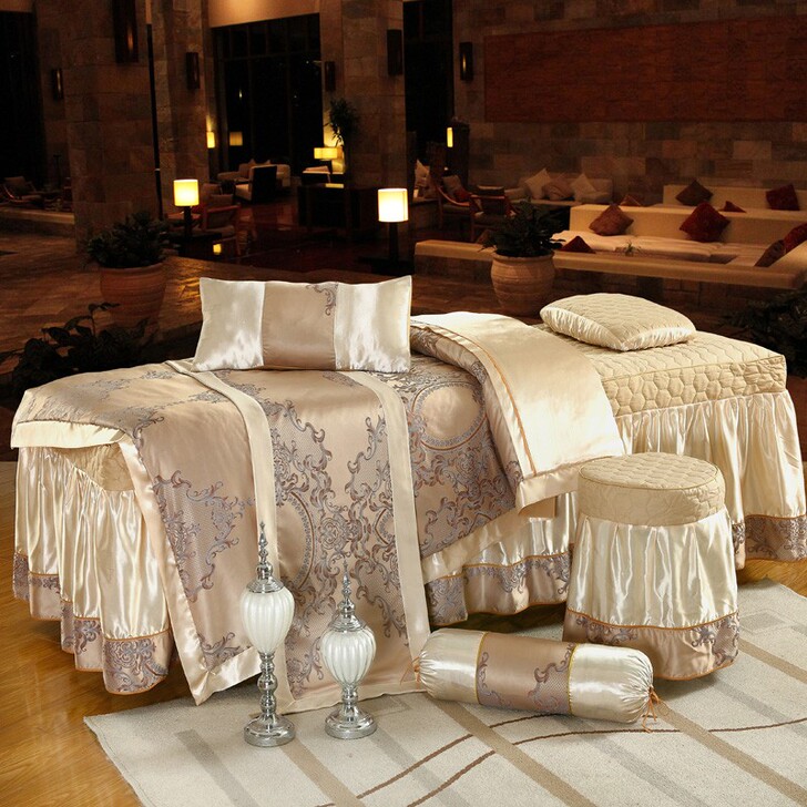皇城国际全棉欧式美容院床罩四件套按摩美体床罩可定制
