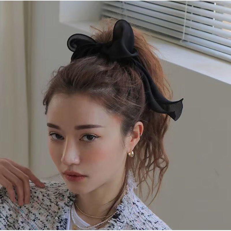 手作款韩国网红高马尾蝴蝶结发圈欧根纱头饰扎头发饰品夏季发绳