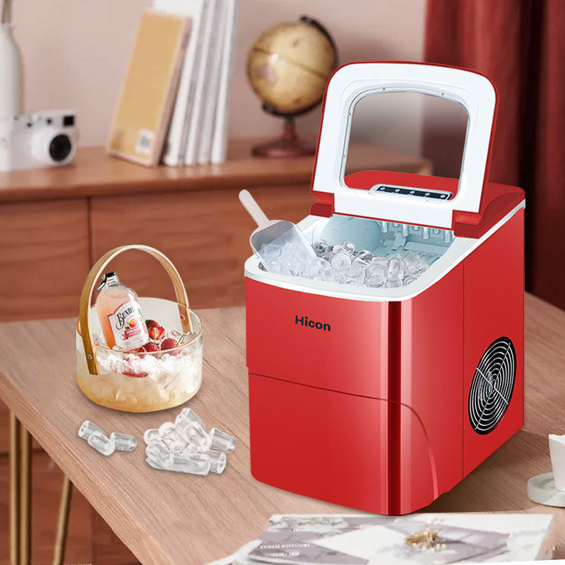hicon惠康小型家用制冰机15kg复古黑红迷你寝室宿舍圆冰块制作机