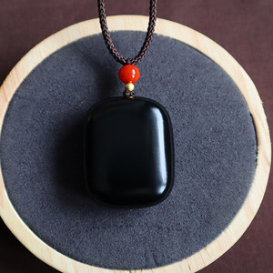 黑玉玉石墨玉平安无事牌玉佩挂件黄金关公吊坠男黑玉石关羽兄弟项链