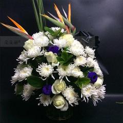 实拍北京同城祭奠丧事鲜花速递白菊鹤望兰花玫瑰龙胆高档花束花篮