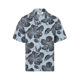 MSGM 夏季蓝色/黑色棉质复古花卉图案印花男士休闲时髦短袖衬衫