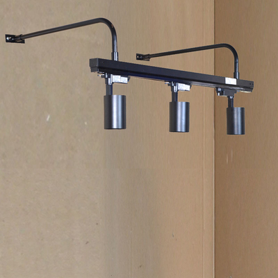 明装壁挂式铁弯杆轨道灯支架led服装店展厅背景墙壁射灯导轨桥架