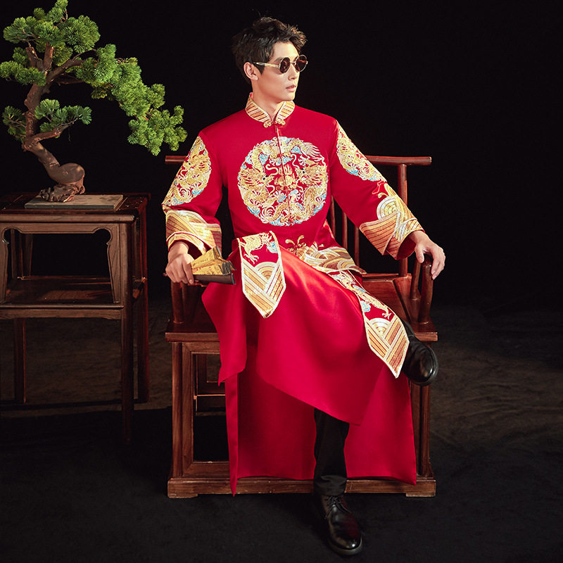 男款秀禾服新郎2021新款中式结婚礼服古装婚服男敬酒服龙凤褂男装