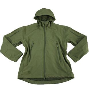 。户外军绿色OD色软壳冲锋衣男女外套加抓绒外贸品质防风拒水透气