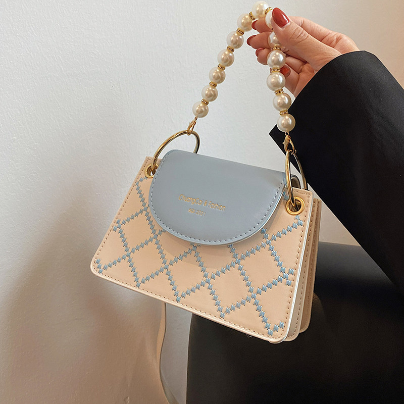 今年流行小包包女包夏季百搭2021新款潮时尚斜挎包珍珠手拎小方包