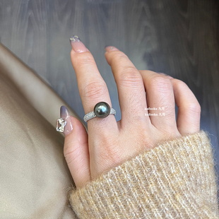 九月简约通勤S925纯银戒指轻奢高级感小众设计施家澳白珍珠指环女