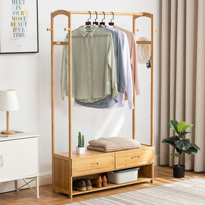 实木衣帽架落地式晾衣架室内房间挂衣架子简约现代卧室衣服收纳架