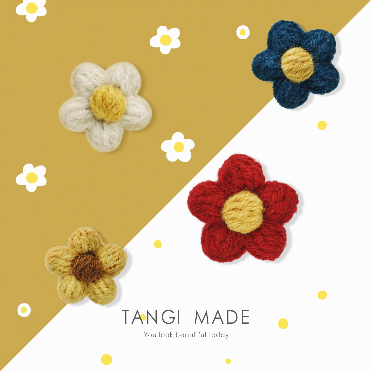 装饰花朵_tangi原创秋冬2019新款潮手工钩织毛线泡芙花朵可爱耳环耳钉