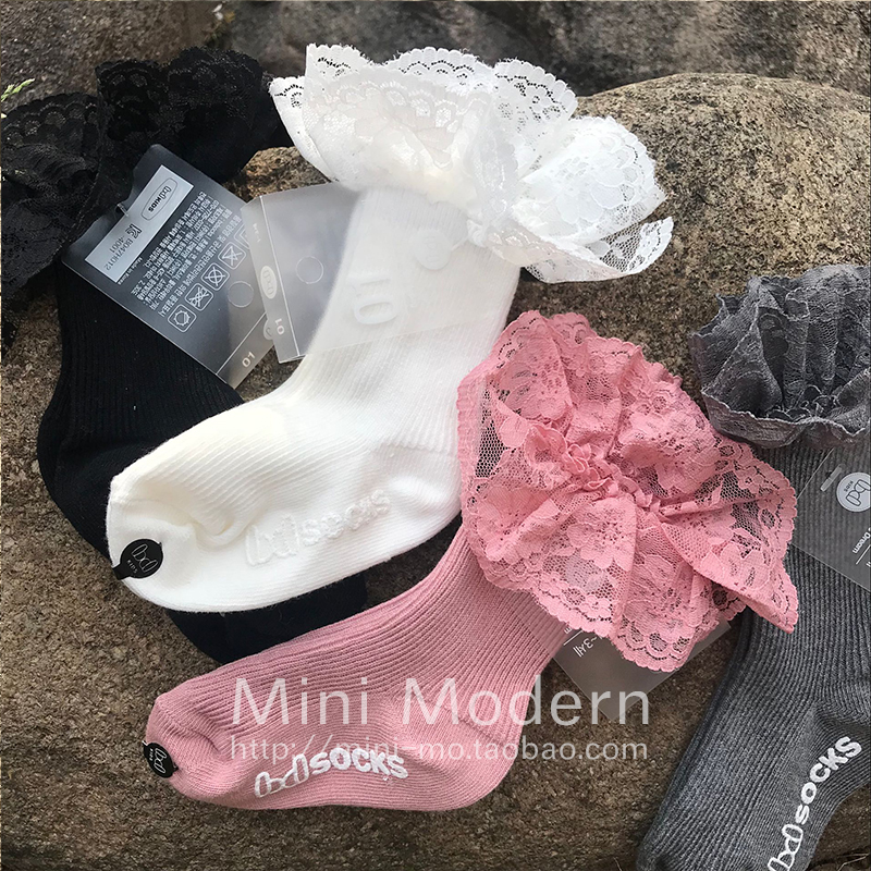 Mini Modern 韩国制进口正品女童宝宝婴儿蕾丝花边短袜防滑地板袜|msdalam kategori Kanak-kanak/Bayi/Keluarga dipasang, sarung kaki kanak-kanak (0-16 tahun) - dari Buy2taobao.com untuk memberikan perkhidmatan ejen Taobao profesional membeli