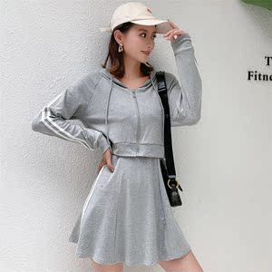 Real shooting autumn suit skirt two-piece set femininity 2020 new small hooded sweater coat