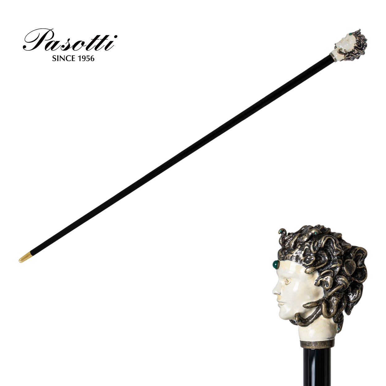 意大利pasotti绅士手杖银色银杆爆口蛇头权杖防滑文明限量登山杖