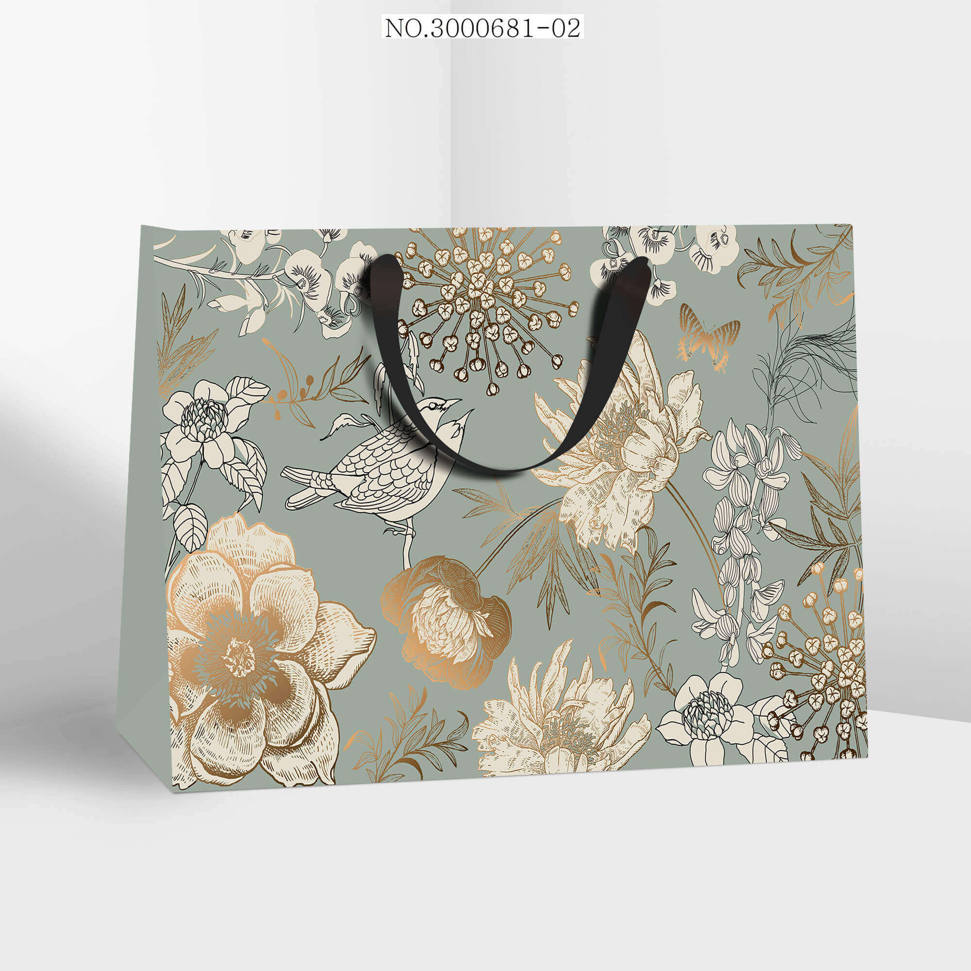 高档手提袋复古风花鸟图案包装袋旗袍服装店企业礼品纸袋定制logo