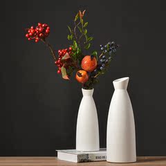 简约现代手工陶瓷花瓶 日式禅意白色花瓶花插 家居饰品桌面摆件