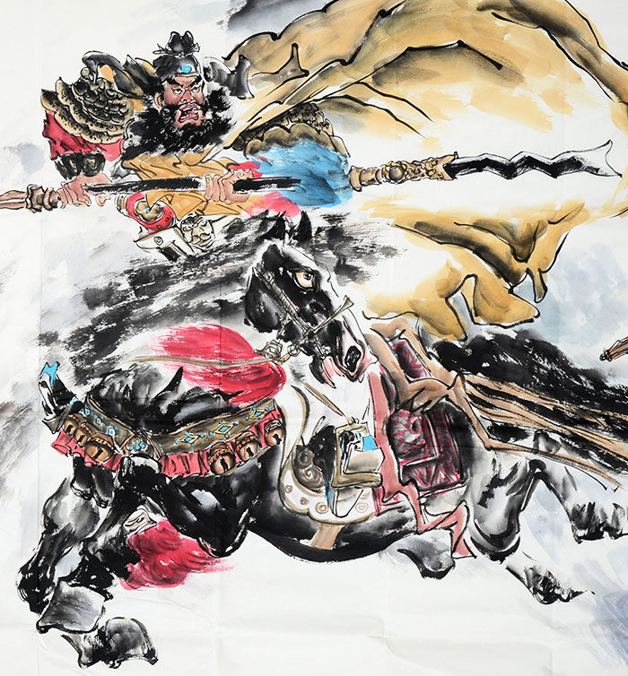 马右任《五虎上将》22平尺巨幅人物