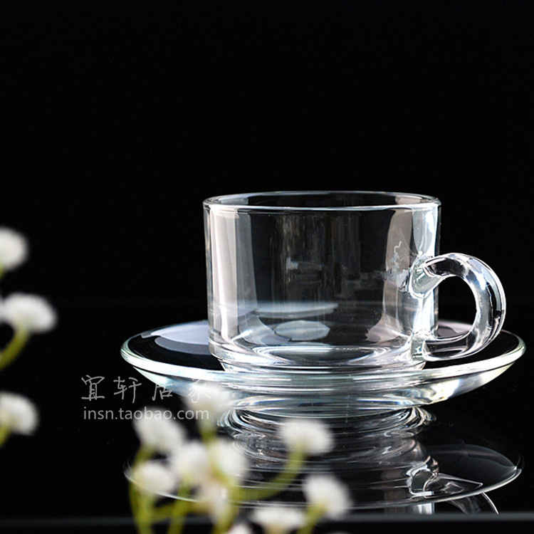 耐热玻璃带手柄玻璃杯咖啡杯有把奶茶杯热饮杯红茶杯 咖啡碟托盘|ruв категории посуда, кофе, кофе - от Buy2taobao.com для оказания профессиональной услуги покупки агента Taobao