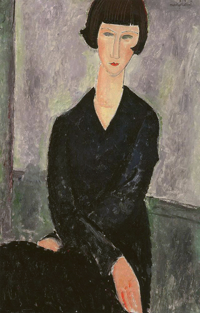 巴黎画派modigliani莫迪利安尼油画黑礼服的女人名画复制品手绘