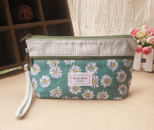 韩版棉麻帆布化妆包 田园森女布艺手拎包 零钱袋 女生手拿女包