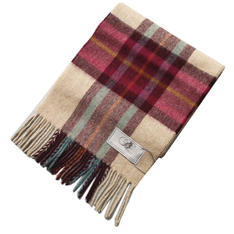 英国180年老牌美利奴羊毛格纹波点围巾英国王室男式女式礼物 - 十夜