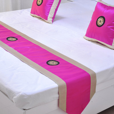 玫红酒店床旗婚庆装饰布宾馆床上用品床尾巾美容床足疗床尾旗定制