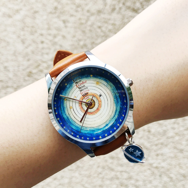 原创太阳系地心说手表-中性  宇宙太阳地球星相图 礼物 星球挂件