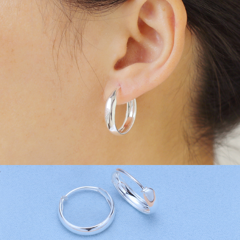 999纯银耳环女复古简约光面耳圈中老年老人耳环送妈妈耳饰耳扣坠