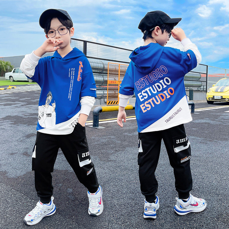 新款男童装十二三岁小胖子男孩春秋天穿衣服裤子套装五六年级