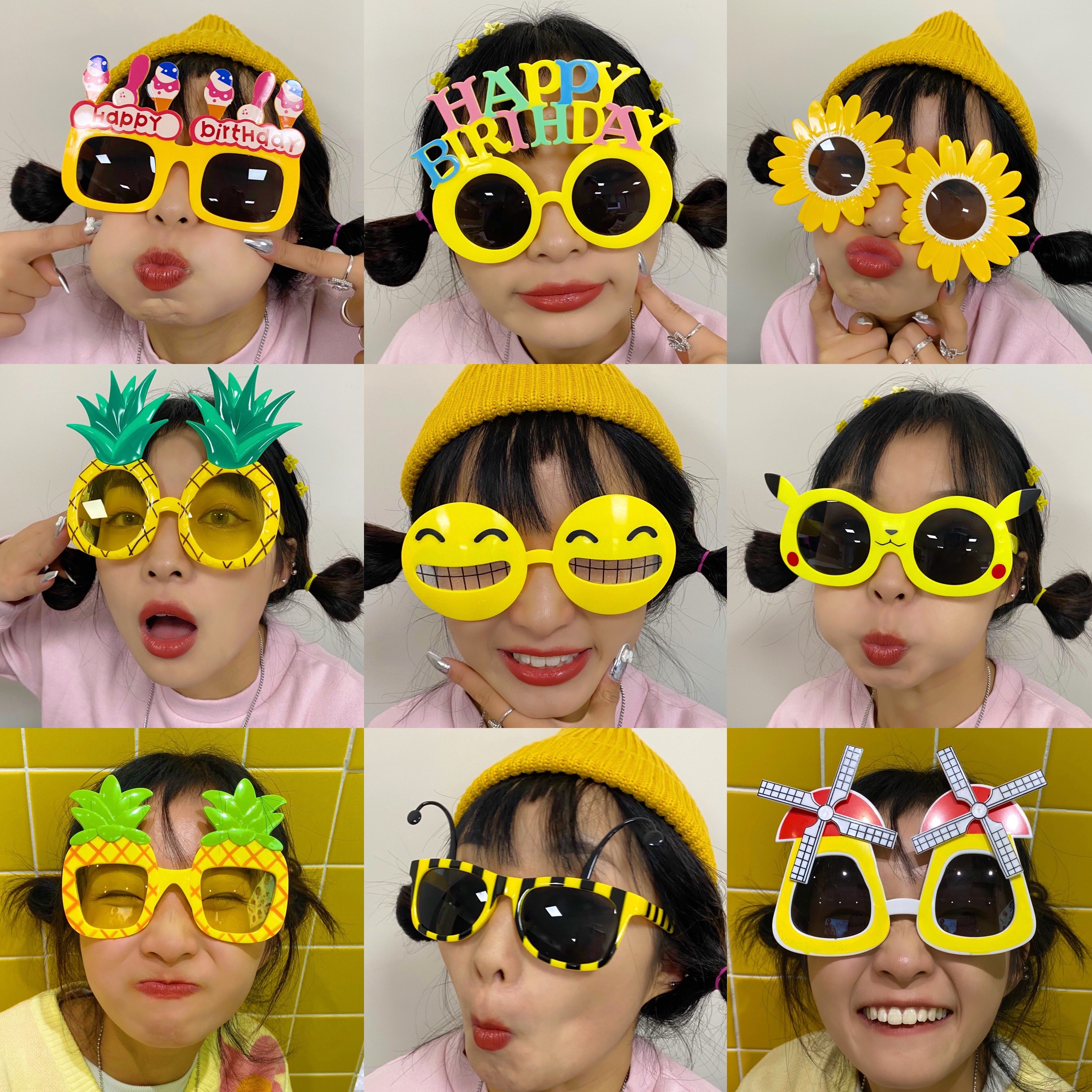 抖音太阳花眼镜ins搞怪沙雕墨镜女搞笑个性情侣款凹造型生日眼镜