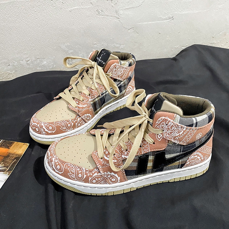 空军一号高帮鞋子男潮鞋aj腰果花运动板鞋男生百搭2021年新款潮鞋