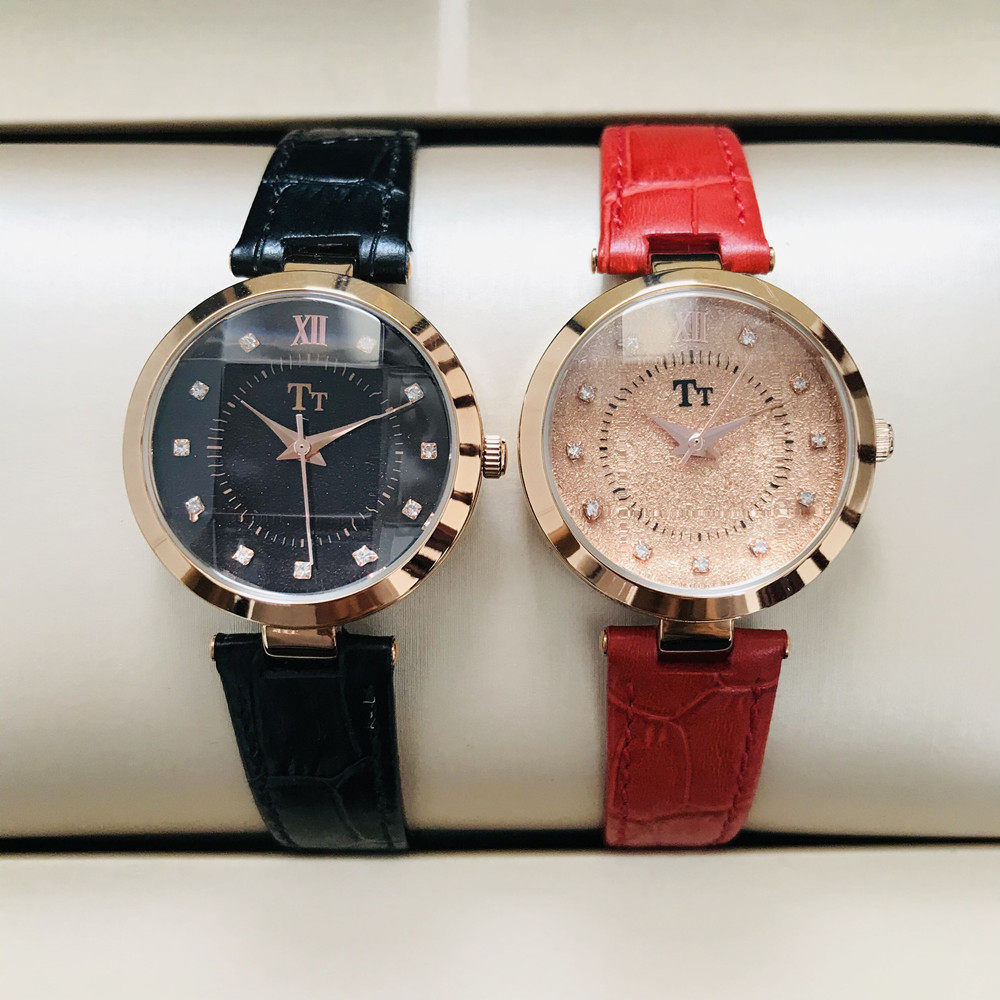 手表女皮带款大气_品牌tt女表简约大气时尚红色皮带款大表盘休闲韩版