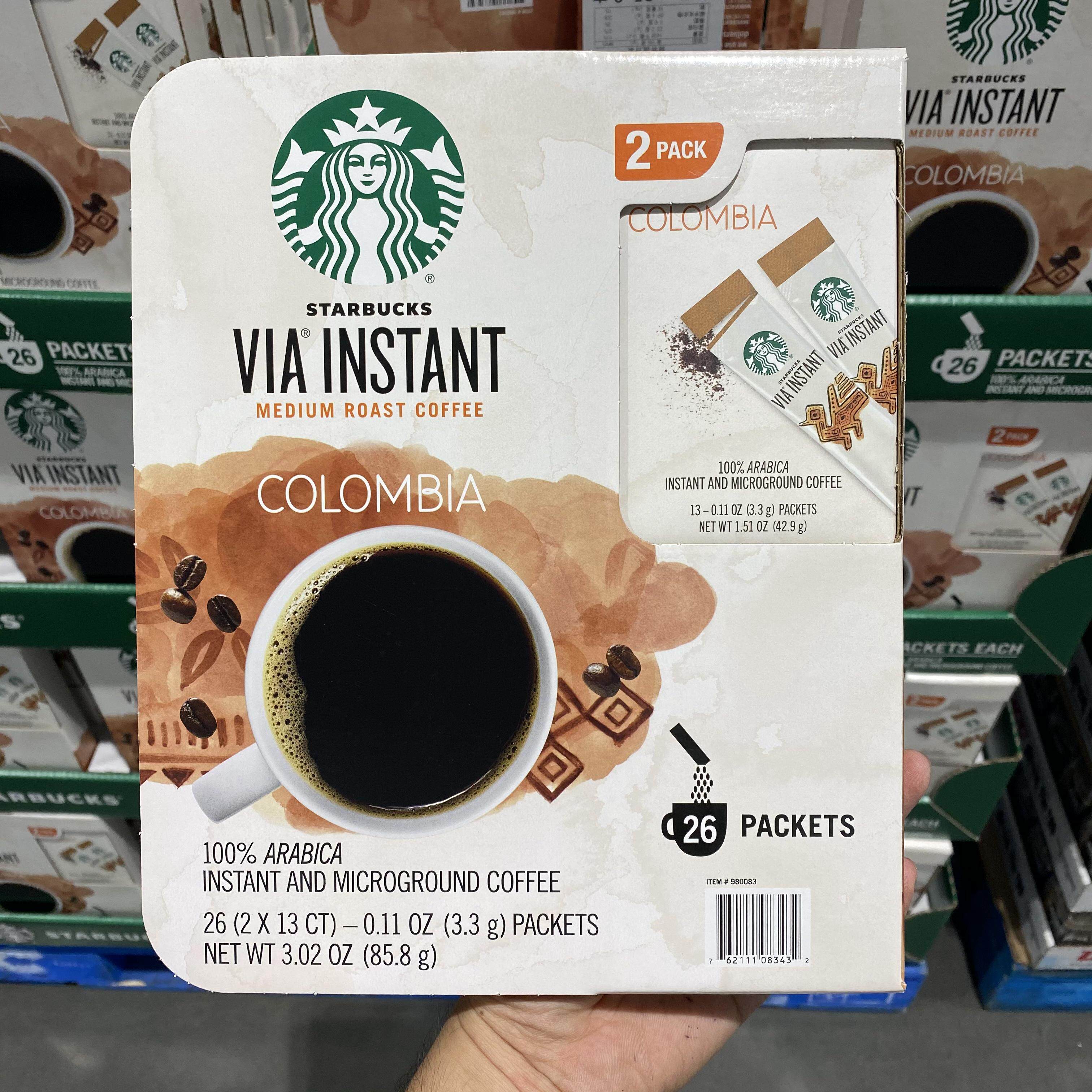 上海costco代购 美国进口星巴克哥伦比亚速溶咖啡3.3克*26包