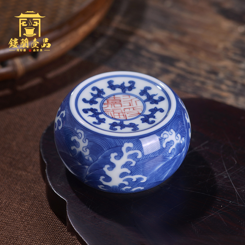 景德镇陶瓷全手绘青花永受嘉福海水纹盖置小杯垫茶杯盖碗托镇纸|msdalam kategori pinggan mangkuk, set teh, Majlis teh/dengan sifar - dari Buy2taobao.com untuk memberikan perkhidmatan ejen Taobao profesional membeli