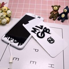 苹果iPhone7plus黑白玻璃前后卡通彩膜6s全屏前后钢化膜卡通贴膜