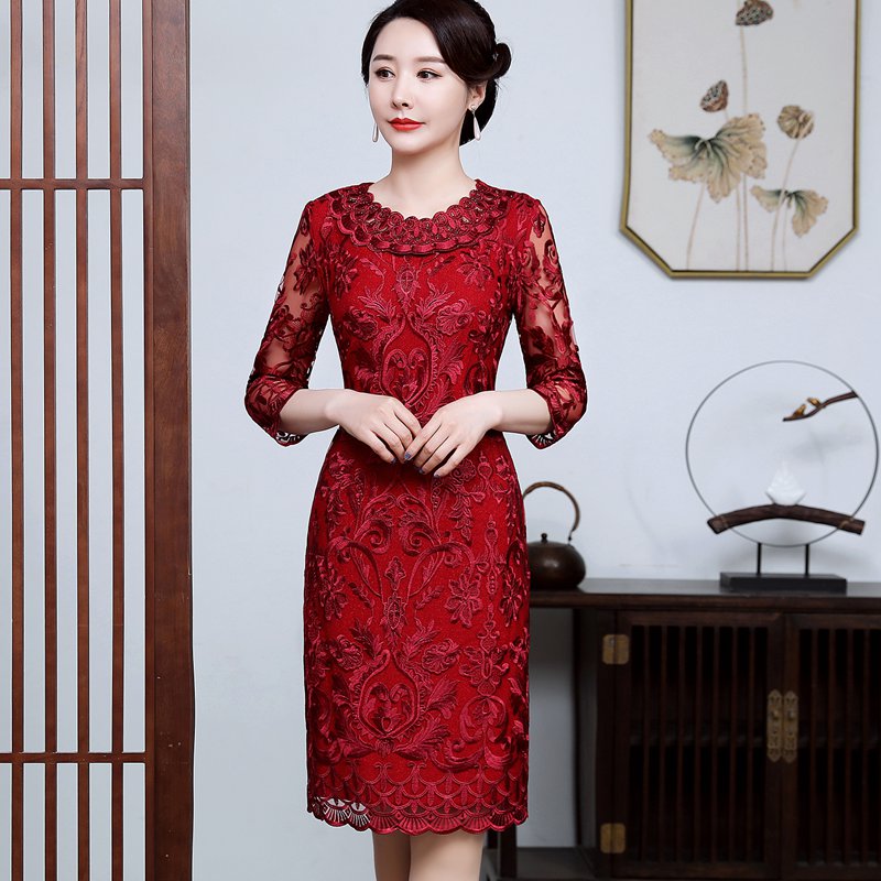 参加结婚礼妈妈装嫁女儿母亲秋季喜婆婆婚宴礼服高贵丈母娘连衣裙